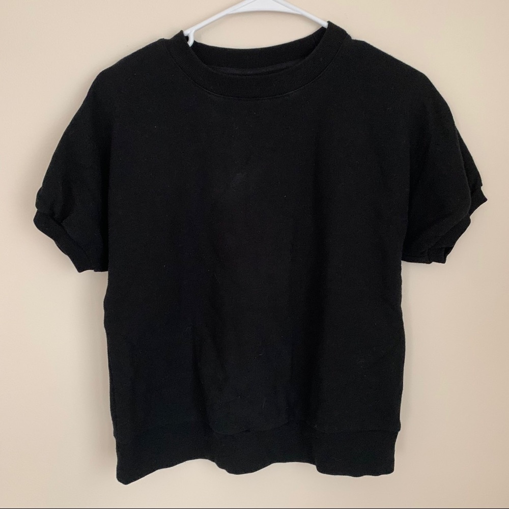 who what wear black bubble sleeve sweatshirt